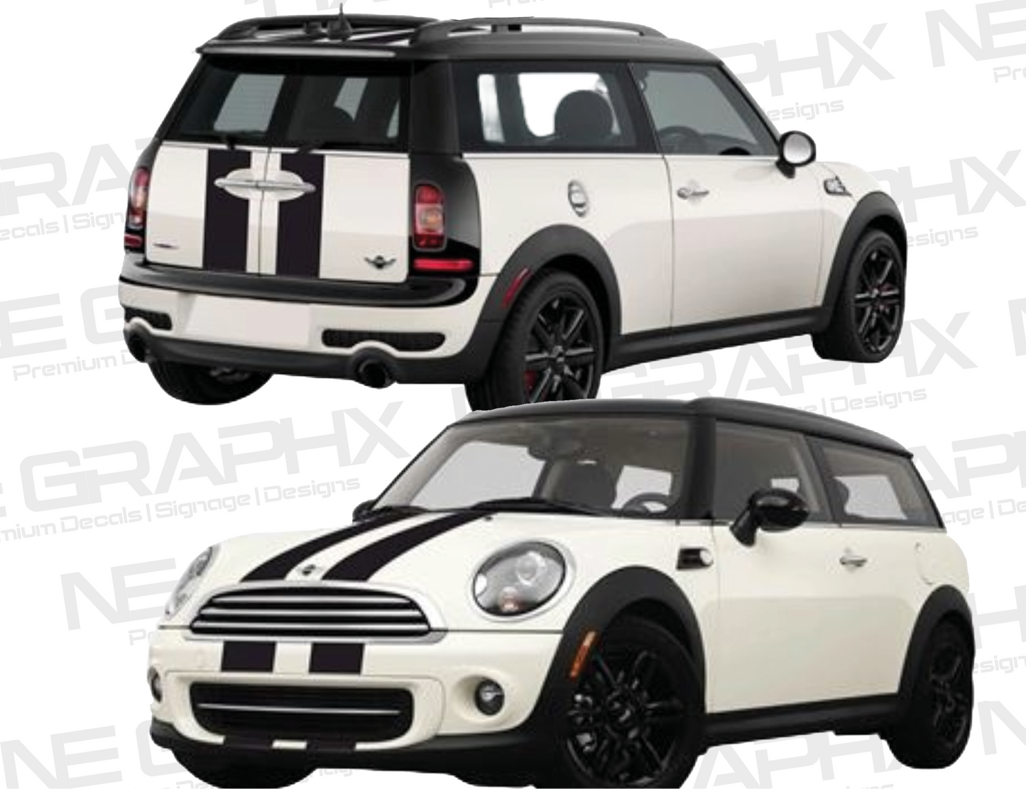 Mini Cooper Clubman Bonnet, Roof & Rear Stripes