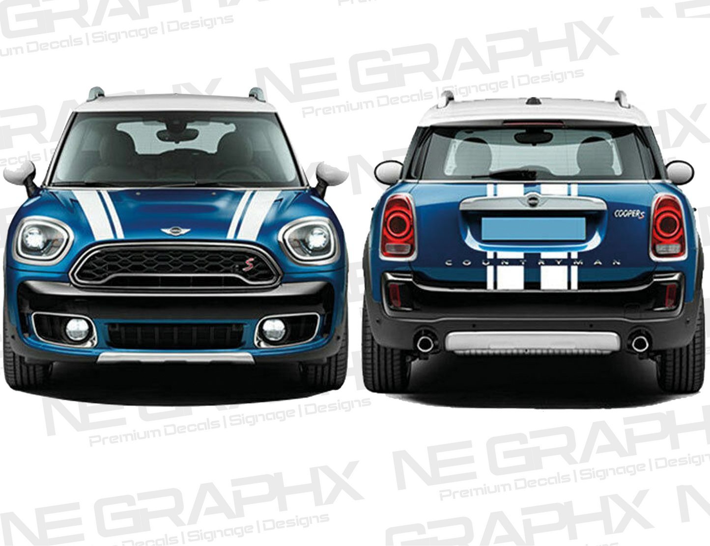 Mini Cooper Countryman Bonnet & Rear Boot Stripes