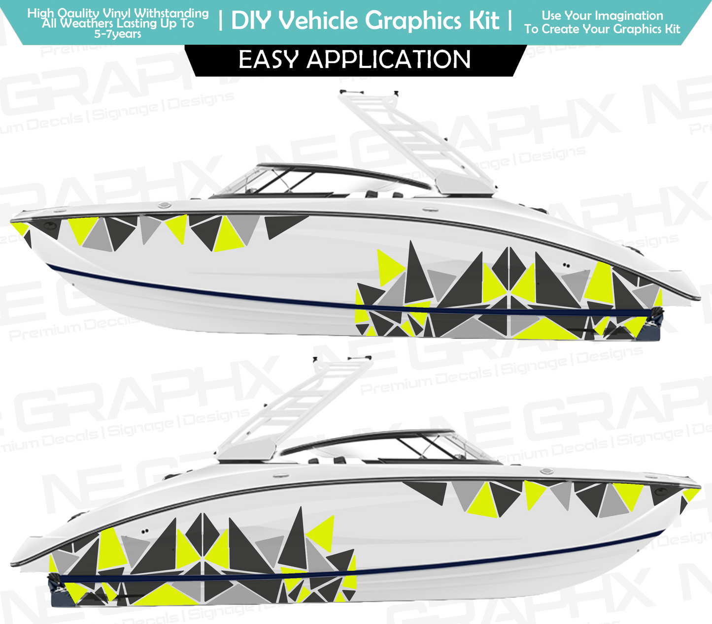 Geometric Speed Boat Decal