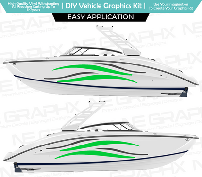 Speed Boat Waves 2.0 Side Decal Sticker