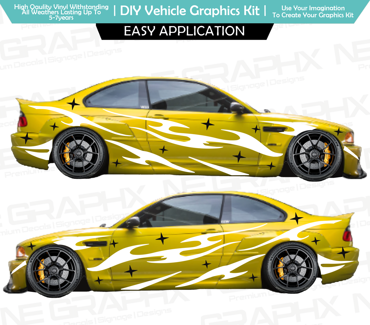 Universal Flame & Star Decal Kit