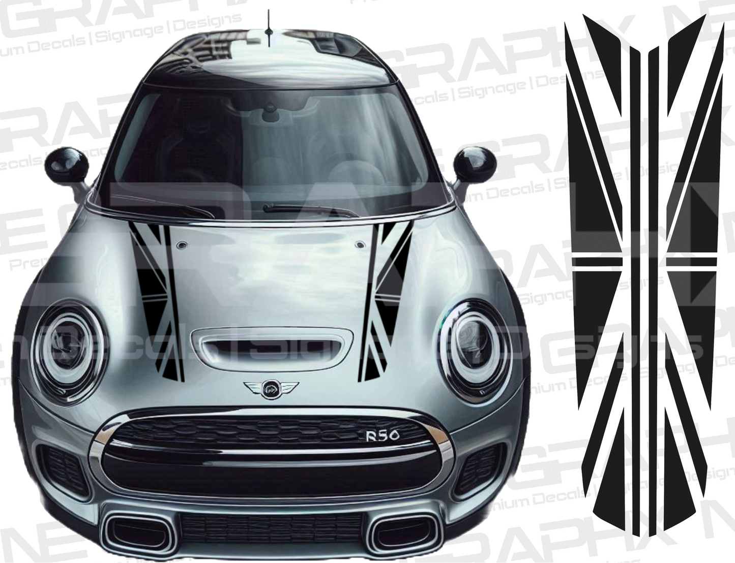 Mini Cooper Union Jack Bonnet Stripes