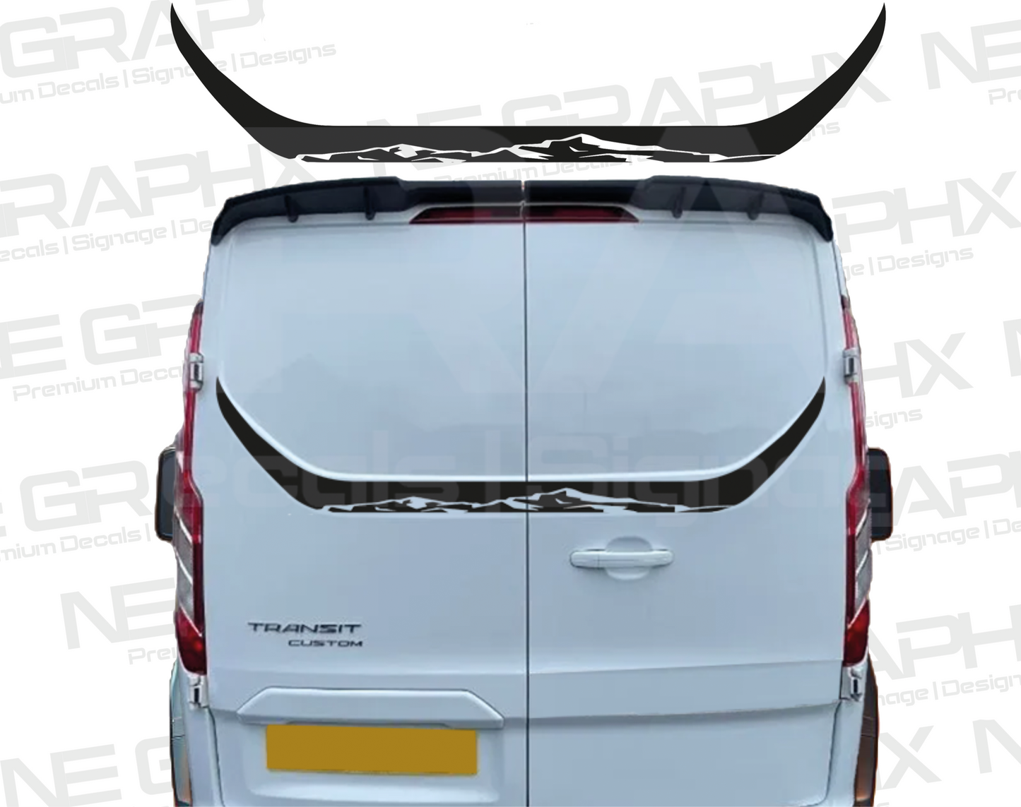 Ford Transit Custom ''Mountain Range Bull Horn'' Rear Door Decal