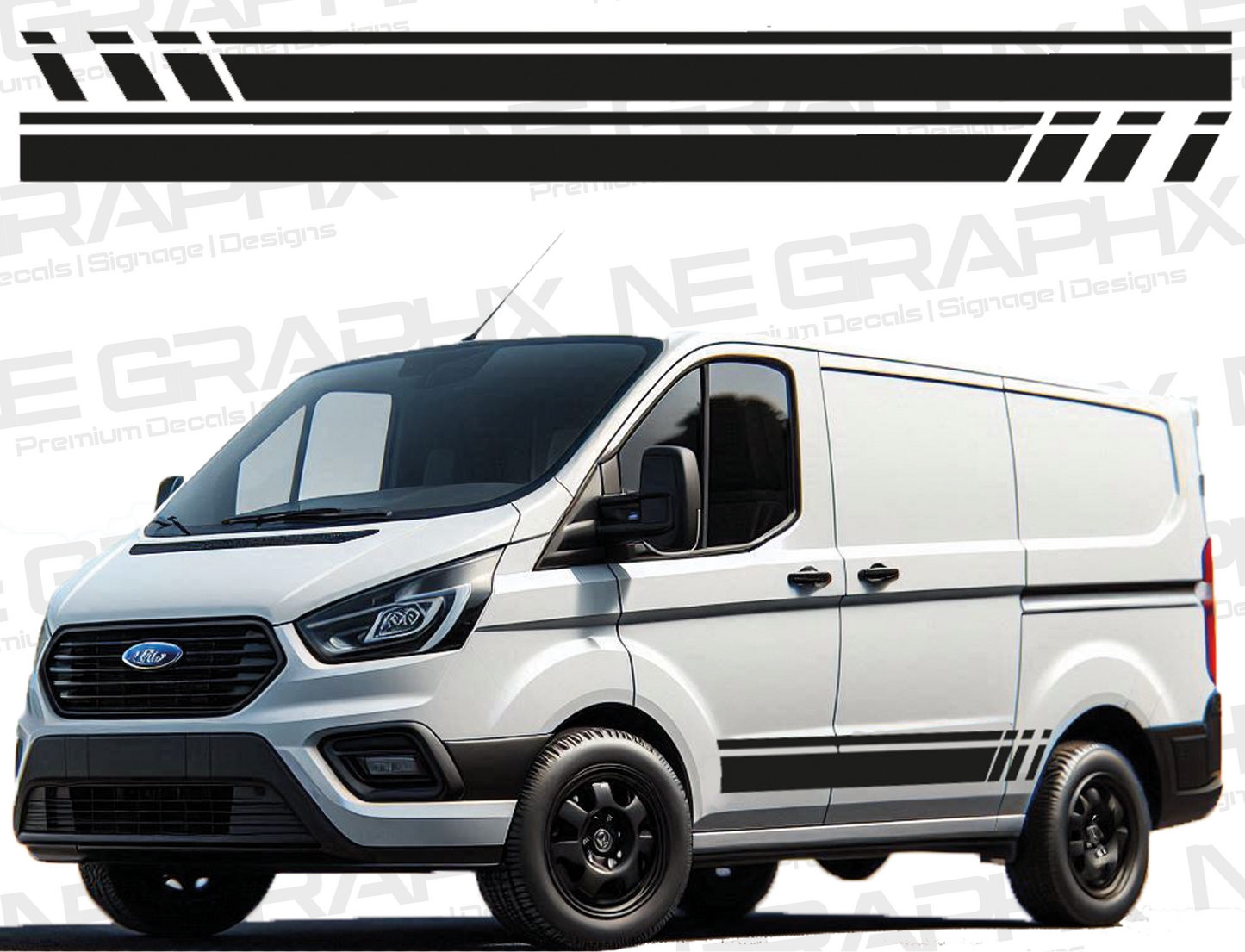 Ford Transit Custom Thick Stuttered Side Stripes