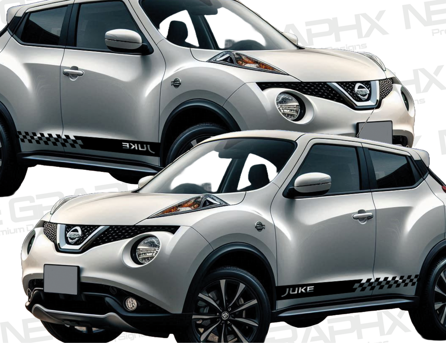 Nissan Juke Flag Checkered Racing Side Stripes