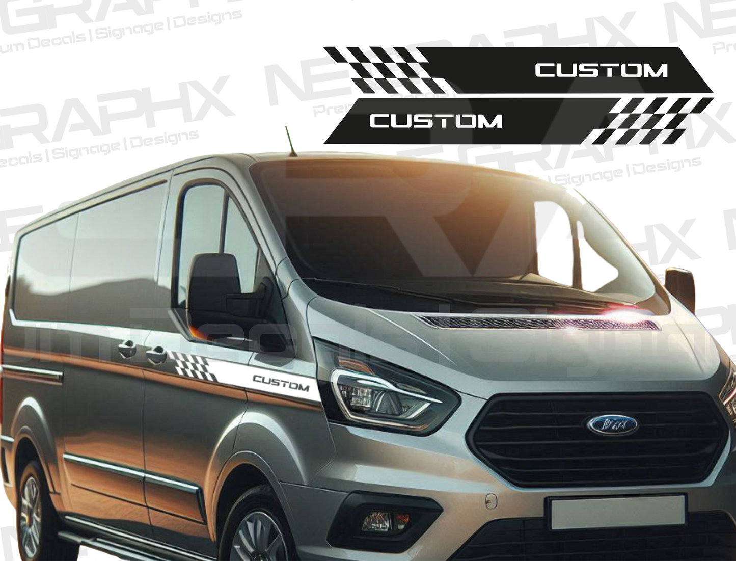 Ford Transit Custom Checkered Side Wing Decals