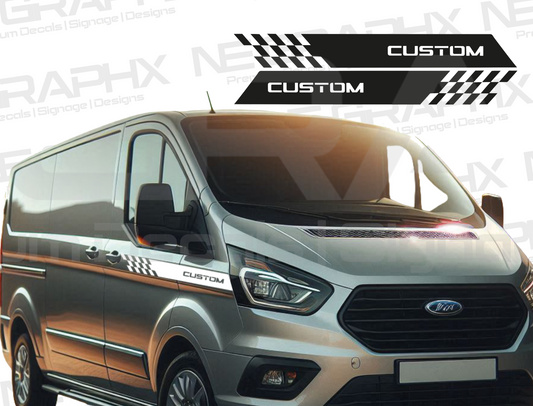 Ford Transit Custom Checkered Side Wing Decals