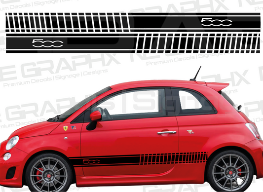 Fiat 500 Stuttered Side Stripes