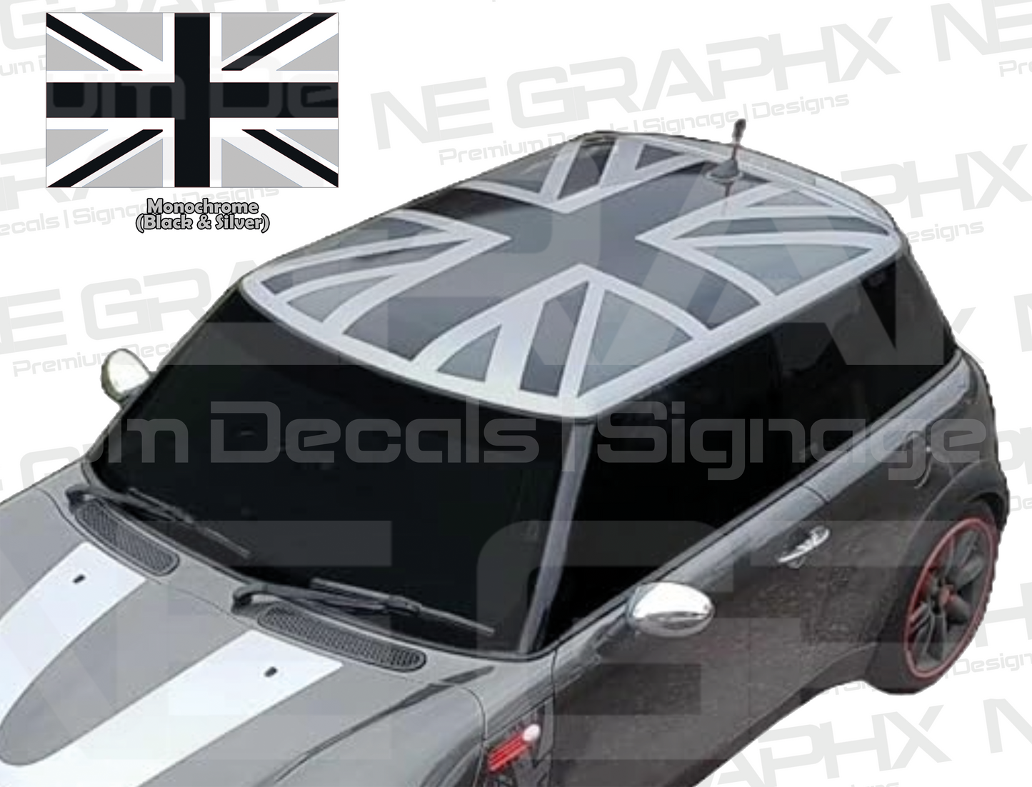 Mini Cooper Monochrome Union Jack Roof Decal