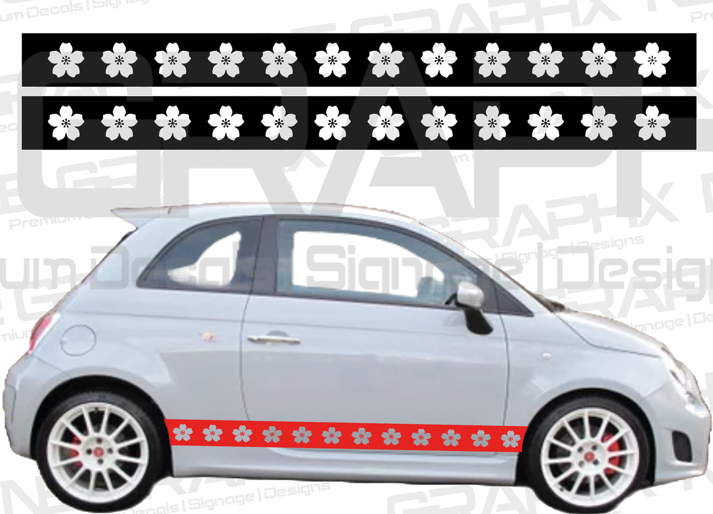 Fiat 500/Abarth Cherry Blossom Side Stripes