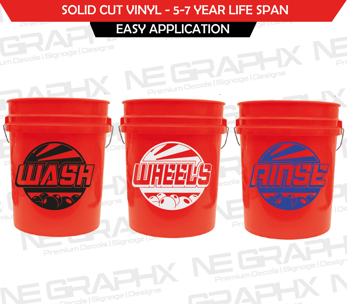 Wash, Wheels, Rinse 2.0 | Car Detailing Bucket Decals