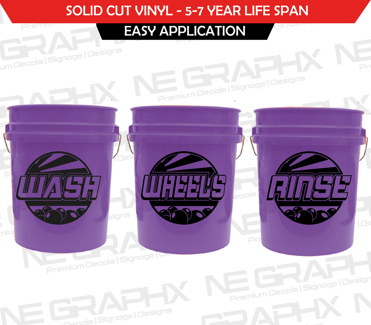 Wash, Wheels, Rinse 2.0 | Car Detailing Bucket Decals