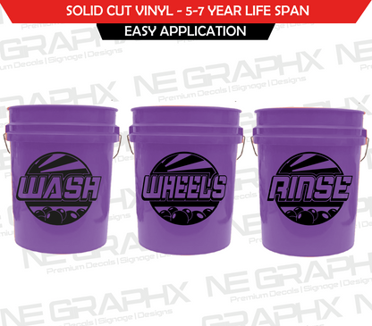 Wash, Wheels, Rinse 2.0 | Car Detailing Bucket Decals