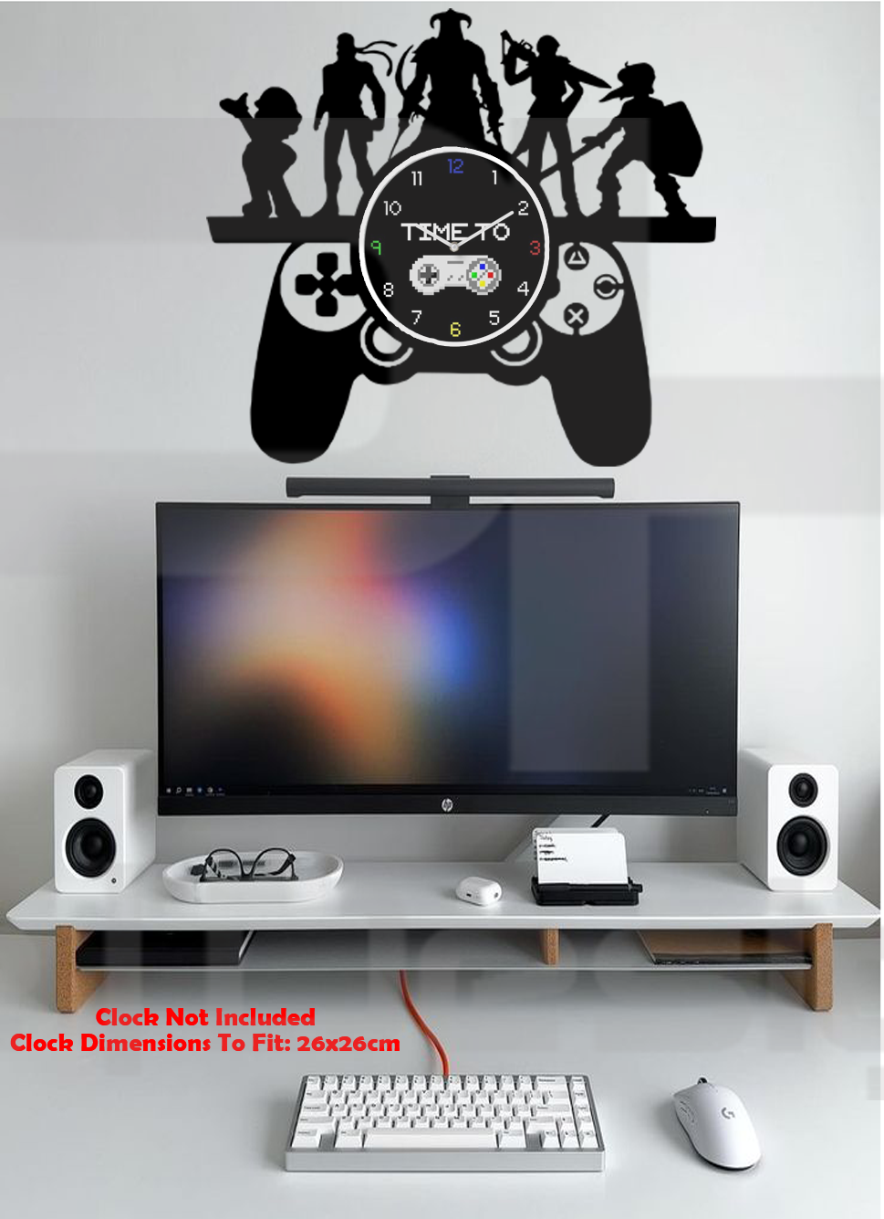 Gaming Wall Decal With Built In Clock Feature